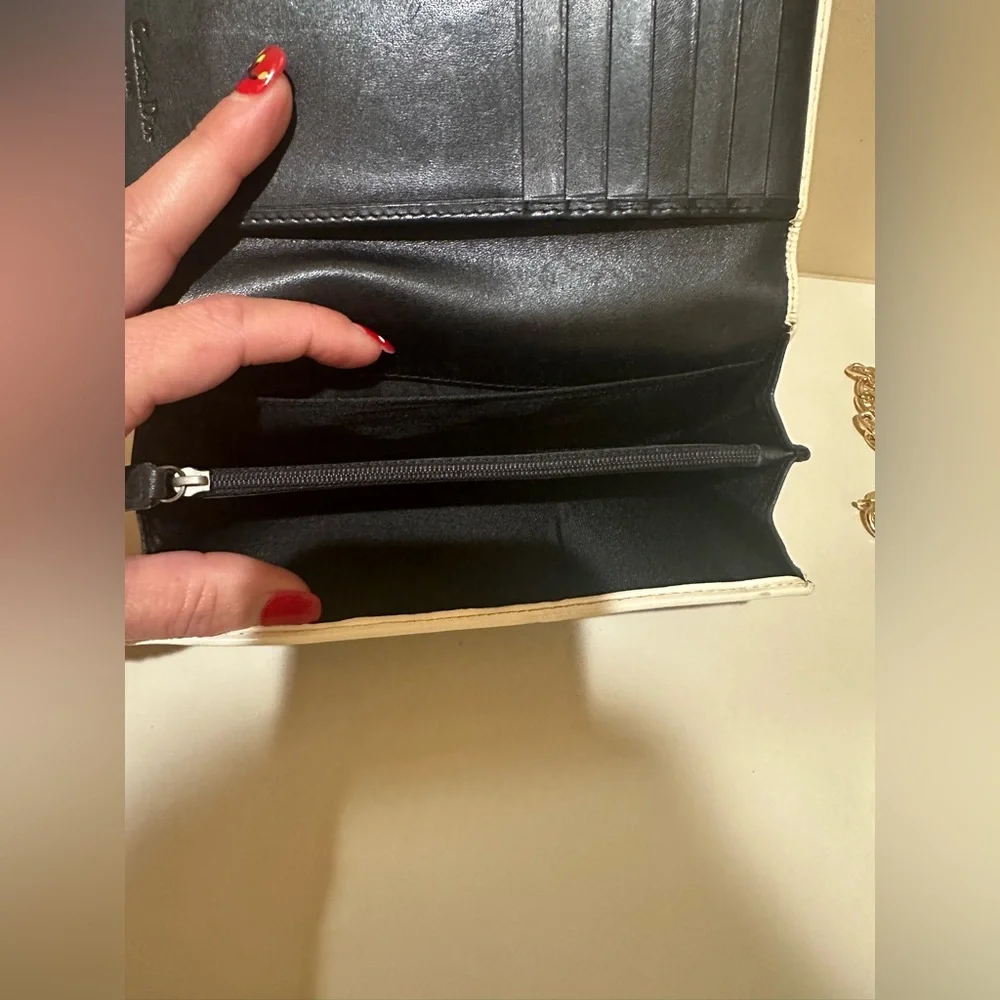 Dior trotter long wallet blue/cream #1 w/added unbranded chain